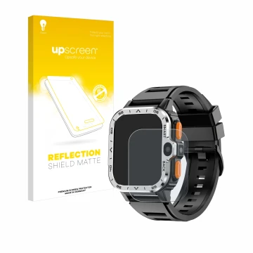 Vorderseite einer Produktverpackung mit dem Markenlogo upscreen. Daneben ist das Gerät HS Smartwatch 2