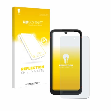 Vorderseite einer Produktverpackung mit dem Markenlogo upscreen. Daneben ist das Gerät Volla Phone X23 mit dem zugehörigen Dis
