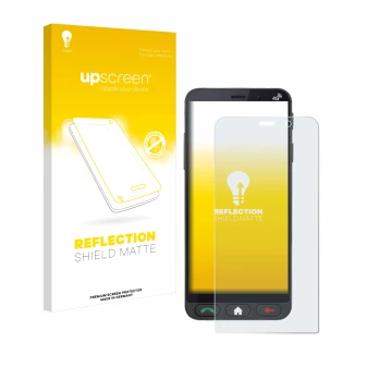 Vorderseite einer Produktverpackung mit dem Markenlogo upscreen. Daneben ist das Gerät Brondi Amico Vero 4G mit dem zugehörige