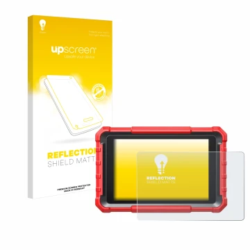 Vorderseite einer Produktverpackung mit dem Markenlogo upscreen. Daneben ist das Gerät Launch X-431 PROS Elite Pro 5 mit dem z