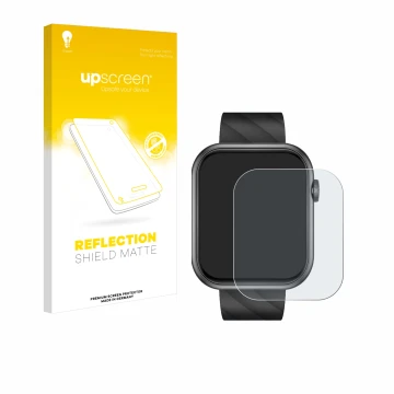 Vorderseite einer Produktverpackung mit dem Markenlogo upscreen. Daneben ist das Gerät Bekomiya Smartwatch 2
