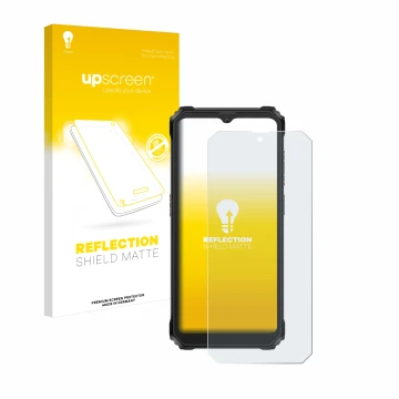 Vorderseite einer Produktverpackung mit dem Markenlogo upscreen. Daneben ist das Gerät Blackview BV6200 Plus mit dem zugehörig