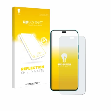Vorderseite einer Produktverpackung mit dem Markenlogo upscreen. Daneben ist das Gerät Honor X8c mit dem zugehörigen Displaysc