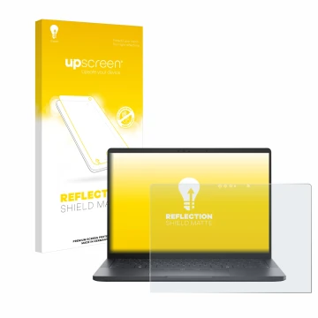 Vorderseite einer Produktverpackung mit dem Markenlogo upscreen. Daneben ist das Gerät Dell Pro 13 Premium mit dem zugehörigen