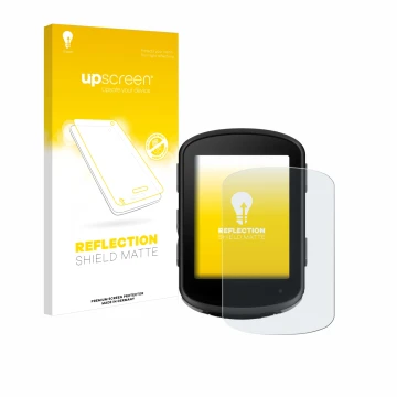 Vorderseite einer Produktverpackung mit dem Markenlogo upscreen. Daneben ist das Gerät Garmin Edge 540 Solar mit dem zugehörig