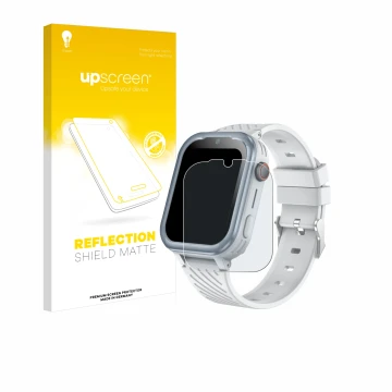 Vorderseite einer Produktverpackung mit dem Markenlogo upscreen. Daneben ist das Gerät DDIOYIUR Smartwatch mit dem zugehörigen