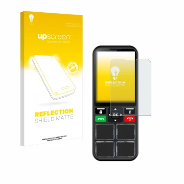 Vorderseite einer Produktverpackung mit dem Markenlogo upscreen. Daneben ist das Gerät Geemarc CL8000 mit dem zugehörigen Disp