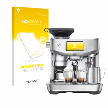 Vorderseite einer Produktverpackung mit dem Markenlogo upscreen. Daneben ist das Gerät Sage the Oracle Jet mit dem zugehörigen