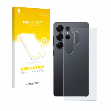 Vorderseite einer Produktverpackung mit dem Markenlogo upscreen. Daneben ist das Gerät Samsung Galaxy S25 Ultra Enterprise Edi