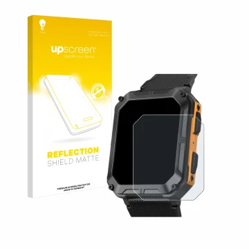 Vorderseite einer Produktverpackung mit dem Markenlogo upscreen. Daneben ist das Gerät Stahlgear Thor mit dem zugehörigen Disp