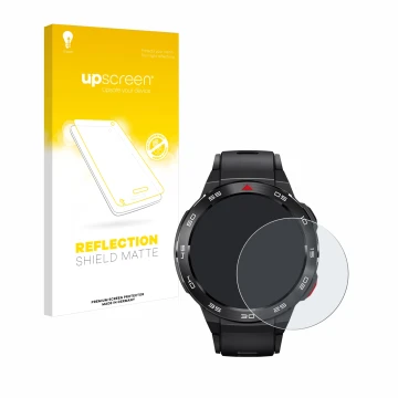 Vorderseite einer Produktverpackung mit dem Markenlogo upscreen. Daneben ist das Gerät Xiaomi Mibro GS Pro mit dem zugehörigen