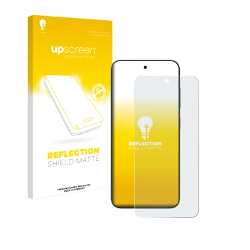 Vorderseite einer Produktverpackung mit dem Markenlogo upscreen. Daneben ist das Gerät ZTE Blade V70 mit dem zugehörigen Displ
