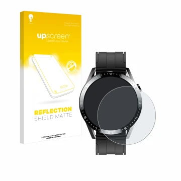 Vorderseite einer Produktverpackung mit dem Markenlogo upscreen. Daneben ist das Gerät Tracer Smartwatch SM9 mit dem zugehörig