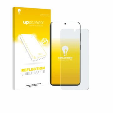 Vorderseite einer Produktverpackung mit dem Markenlogo upscreen. Daneben ist das Gerät Samsung Galaxy S25 Enterprise Edition m