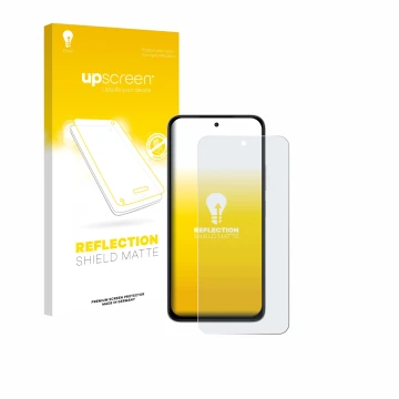 Vorderseite einer Produktverpackung mit dem Markenlogo upscreen. Daneben ist das Gerät Xiaomi Poco M7 mit dem zugehörigen Disp