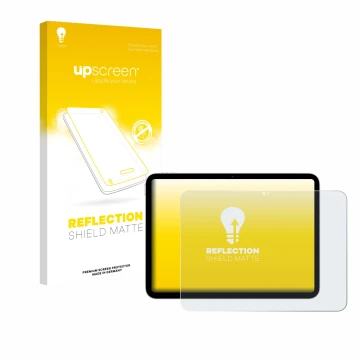 Vorderseite einer Produktverpackung mit dem Markenlogo upscreen. Daneben ist das Gerät Apple iPad A16 11