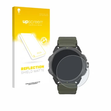 Vorderseite einer Produktverpackung mit dem Markenlogo upscreen. Daneben ist das Gerät Hammer Watch 2 Military Edition mit dem