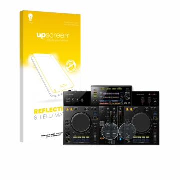 Vorderseite einer Produktverpackung mit dem Markenlogo upscreen. Daneben ist das Gerät Pioneer XDJ -RR (Jog) mit dem zugehörig