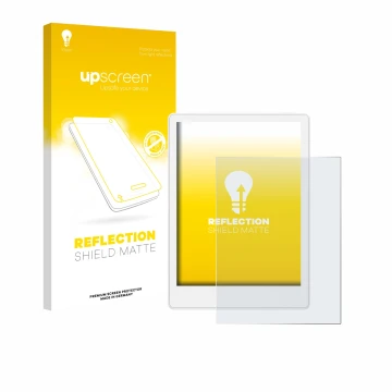 Vorderseite einer Produktverpackung mit dem Markenlogo upscreen. Daneben ist das Gerät Meebook M8 7.8