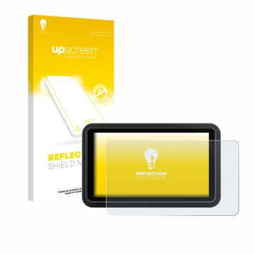 Vorderseite einer Produktverpackung mit dem Markenlogo upscreen. Daneben ist das Gerät Atomos Shinobi Go mit dem zugehörigen D