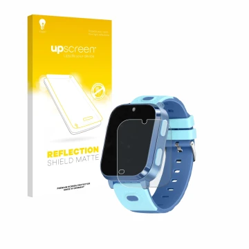 Vorderseite einer Produktverpackung mit dem Markenlogo upscreen. Daneben ist das Gerät Noctiluxia 4G Kids Smartwatch mit dem z