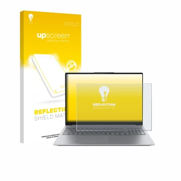 Vorderseite einer Produktverpackung mit dem Markenlogo upscreen. Daneben ist das Gerät Lenovo ThinkBook 16 Gen 8 mit dem zugeh