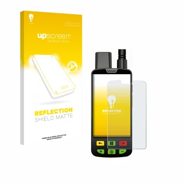 Vorderseite einer Produktverpackung mit dem Markenlogo upscreen. Daneben ist das Gerät Aduro Locit GPS mit dem zugehörigen Dis