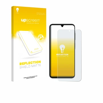 Vorderseite einer Produktverpackung mit dem Markenlogo upscreen. Daneben ist das Gerät Samsung Galaxy A26 5G Enterprise Editio