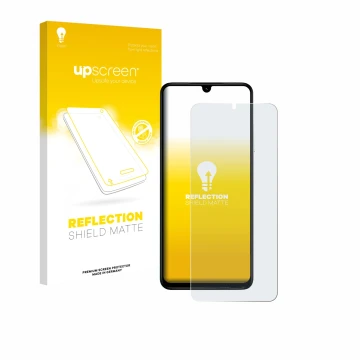 Vorderseite einer Produktverpackung mit dem Markenlogo upscreen. Daneben ist das Gerät Xiaomi Poco C71 mit dem zugehörigen Dis