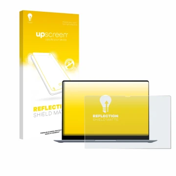 Vorderseite einer Produktverpackung mit dem Markenlogo upscreen. Daneben ist das Gerät Samsung Galaxy Book4 15.6