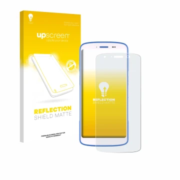 Vorderseite einer Produktverpackung mit dem Markenlogo upscreen. Daneben ist das Gerät Zebra HC 25 mit dem zugehörigen Display