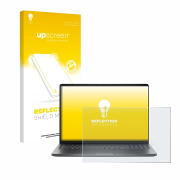 Vorderseite einer Produktverpackung mit dem Markenlogo upscreen. Daneben ist das Gerät Dell Pro 16 PC16250 mit dem zugehörigen