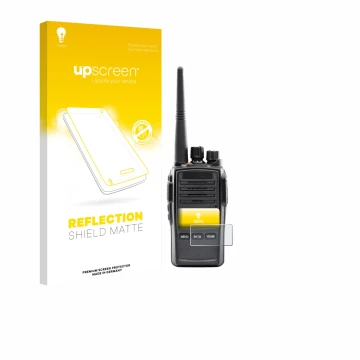 Vorderseite einer Produktverpackung mit dem Markenlogo upscreen. Daneben ist das Gerät Midland G18 Pro PMR mit dem zugehörigen