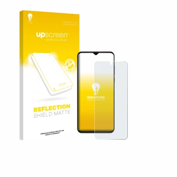 Vorderseite einer Produktverpackung mit dem Markenlogo upscreen. Daneben ist das Gerät ZTE Nubia Neo mit dem zugehörigen Displ