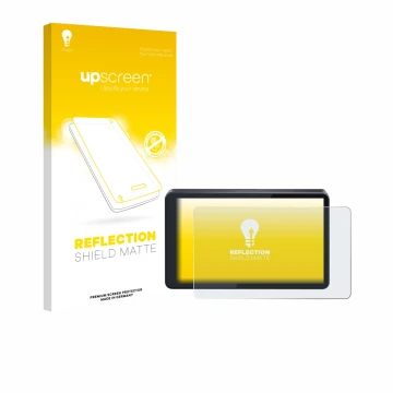 Vorderseite einer Produktverpackung mit dem Markenlogo upscreen. Daneben ist das Gerät CARabc DB601 mit dem zugehörigen Displa