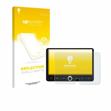 Vorderseite einer Produktverpackung mit dem Markenlogo upscreen. Daneben ist das Gerät Dynavin D9-JP Plus 10.1