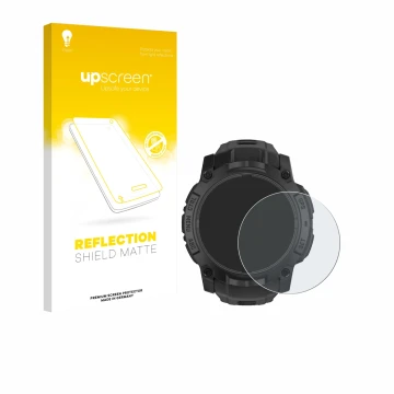 Vorderseite einer Produktverpackung mit dem Markenlogo upscreen. Daneben ist das Gerät Garmin Instinct 3 Solar Tactical Editio