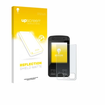 Vorderseite einer Produktverpackung mit dem Markenlogo upscreen. Daneben ist das Gerät Bosch Kiox 400C mit dem zugehörigen Dis