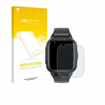 Vorderseite einer Produktverpackung mit dem Markenlogo upscreen. Daneben ist das Gerät Krostming Kids Smartwatch GPS 4G mit de