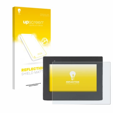 Vorderseite einer Produktverpackung mit dem Markenlogo upscreen. Daneben ist das Gerät Weintek cMT2078x mit dem zugehörigen Di