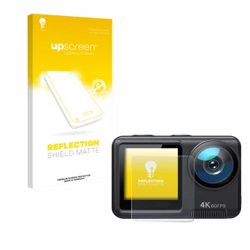 Vorderseite einer Produktverpackung mit dem Markenlogo upscreen. Daneben ist das Gerät Wolfang GA420 mit dem zugehörigen Displ