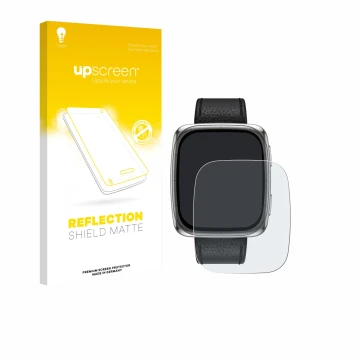 Vorderseite einer Produktverpackung mit dem Markenlogo upscreen. Daneben ist das Gerät Amazfit Active 2 (rechteckig) mit dem z
