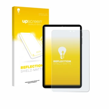 Vorderseite einer Produktverpackung mit dem Markenlogo upscreen. Daneben ist das Gerät Alldocube iPlay 70 mini Pro mit dem zug