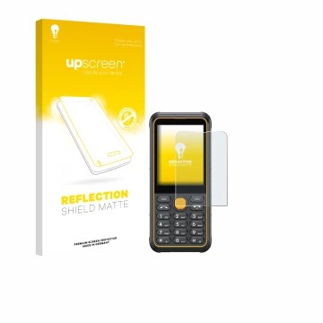Vorderseite einer Produktverpackung mit dem Markenlogo upscreen. Daneben ist das Gerät Ulefone Armor Mini 4 mit dem zugehörige