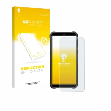 Vorderseite einer Produktverpackung mit dem Markenlogo upscreen. Daneben ist das Gerät Oukitel WP32 Pro mit dem zugehörigen Di