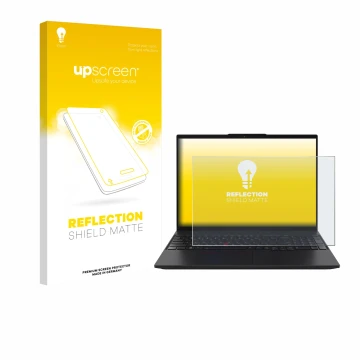 Vorderseite einer Produktverpackung mit dem Markenlogo upscreen. Daneben ist das Gerät Lenovo ThinkPad L16 Gen 2 mit dem zugeh