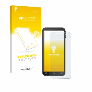 Vorderseite einer Produktverpackung mit dem Markenlogo upscreen. Daneben ist das Gerät Emporia Smart ME7 mit dem zugehörigen D