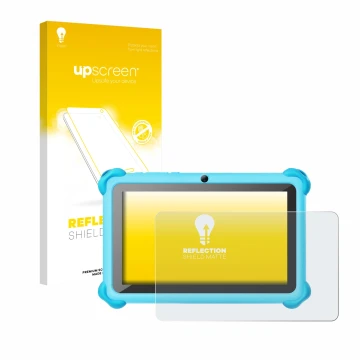 Vorderseite einer Produktverpackung mit dem Markenlogo upscreen. Daneben ist das Gerät zcobro KIDS710 7