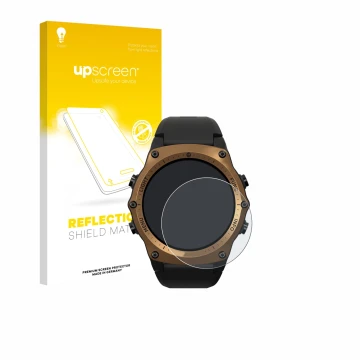 Vorderseite einer Produktverpackung mit dem Markenlogo upscreen. Daneben ist das Gerät Shearwater Teric dive computer mit dem 