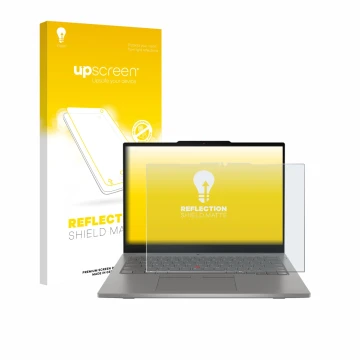 Vorderseite einer Produktverpackung mit dem Markenlogo upscreen. Daneben ist das Gerät Lenovo ThinkPad L13 2-in-1 Gen 6 mit de